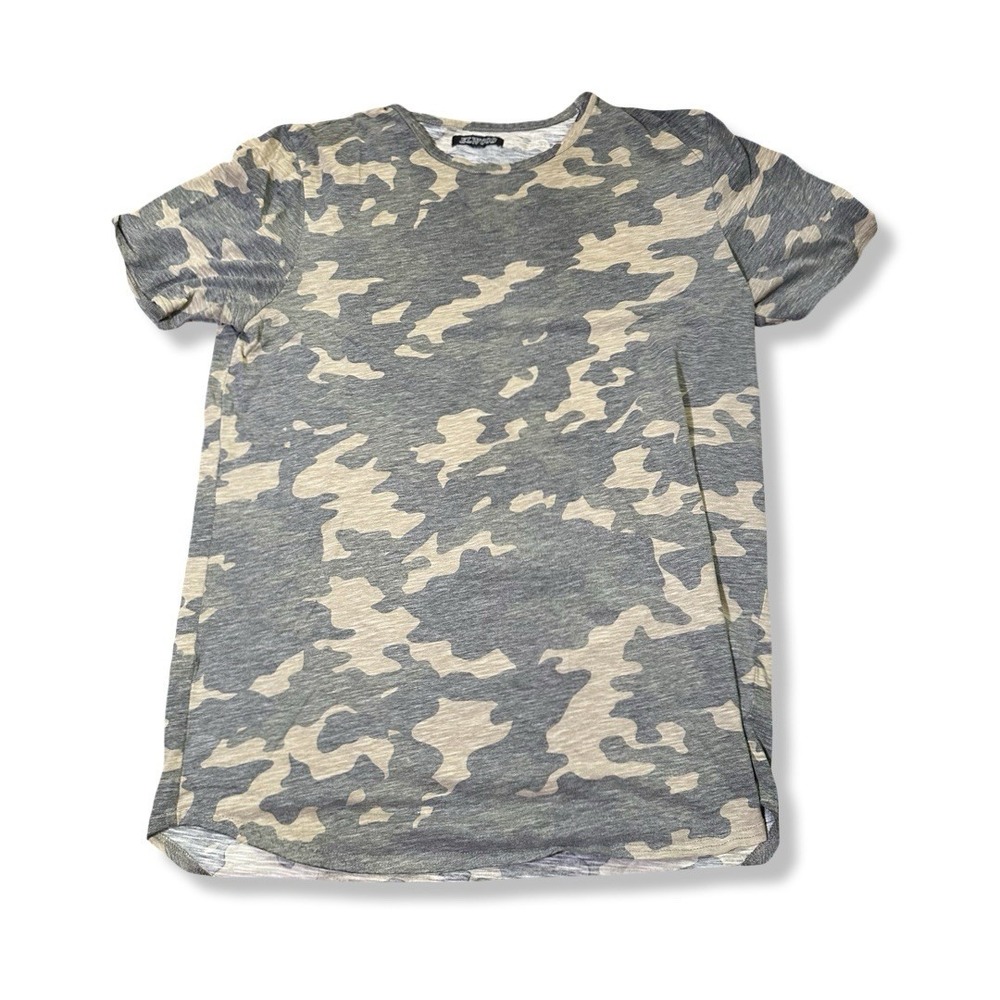 Elwood Camo Curve Hem Slub Cotton T Shirt Men's Large Streetwear